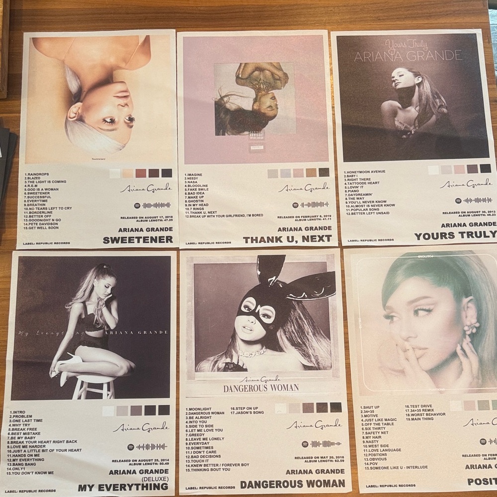 Ariana Grande Album art ON CANVAS print art vinyl  Poster Set 12x18